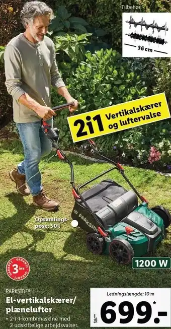 Lidl Parkside el-vertikalsærer/plænelufter tilbud