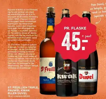 St. feuillien triple, pauwel kwak eller duvel