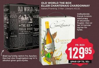 MENY Old world the box eller chantenais chardonnay tilbud