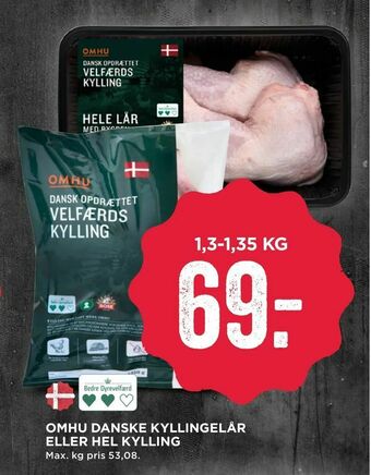 MENY Omhu danske kyllingelår eller hel kylling tilbud