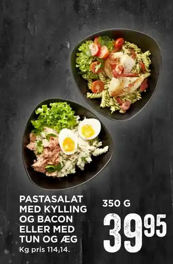 MENY Pastasalat med kylling og bacon eller med tun og æg tilbud