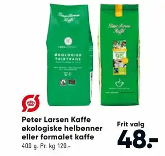 Bilka Peter Larsen Kaffe økologiske Helbønner eller Formalet Kaffe tilbud