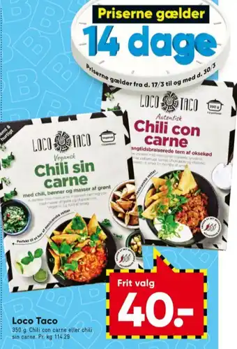 Bilka Loco taco chili con carne tilbud