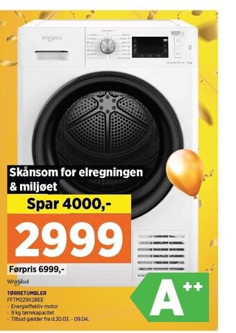 Power Whirlpool tørretumbler tilbud
