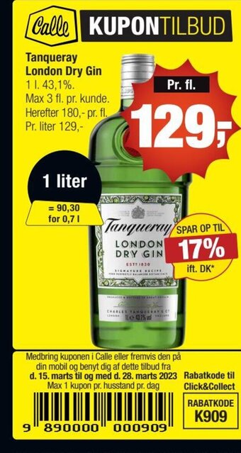 Calle Tanqueray London Dry Gin tilbud