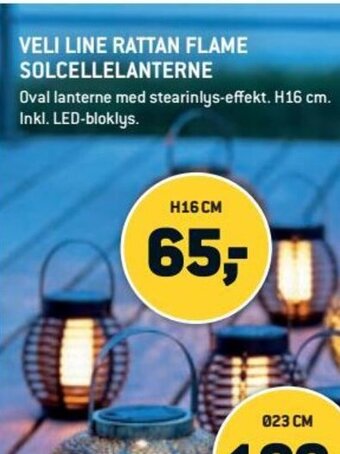 XL-BYG Veli Line Rattan Flame Solcellelanterne tilbud