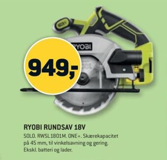 XL-BYG Ryobi Rundsav 18V tilbud