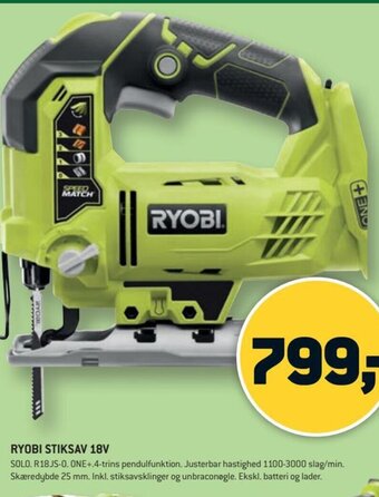 XL-BYG Ryobi Stiksav 18V tilbud
