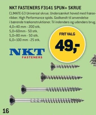 XL-BYG NKT Fasteners F3141 Spun+Skrue tilbud