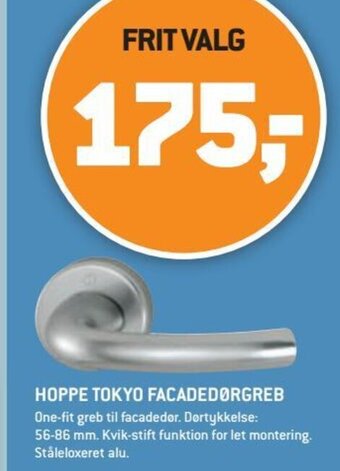 XL-BYG Hoppe Tokyo Facadedørgreb tilbud