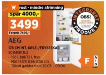 Power Aeg køle/fryseskab tilbud