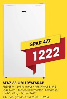 Punkt1 Senz fryseskab tilbud