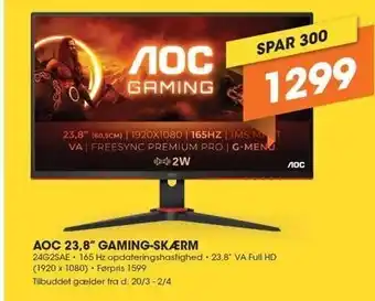 Aoc 23,8´´ gaming-skærm