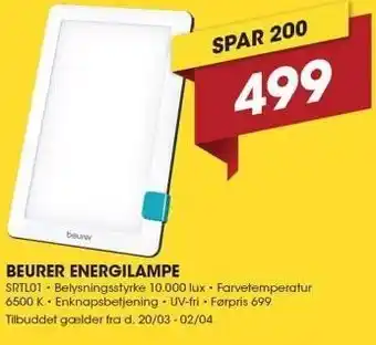 Punkt1 Beurer energilampe tilbud