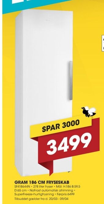 Punkt1 Gram fryseskab tilbud