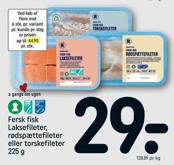 REMA 1000 Fersk fisk Laksefileter, rødspættefileter eller torskefileter tilbud