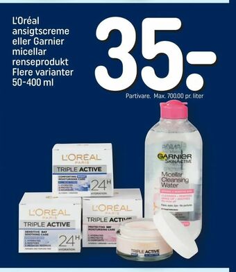 REMA 1000 L'Oréal ansigtscreme eller Garnier micellar renseprodukt tilbud