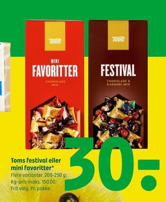 Coop 365 Toms festival eller mini favoritter tilbud