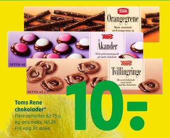 Coop 365 Toms rene chokolader tilbud