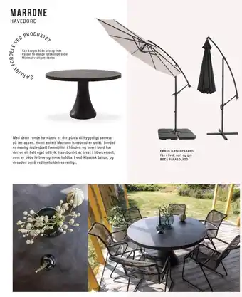 Hængeparasol, havebord, parasolfod