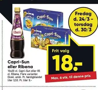Bilka Capri-sun el. ribena tilbud
