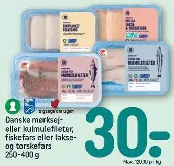 Danske mørksej- eller kulmulefileter, fiskefars eller lakse- og torskefars