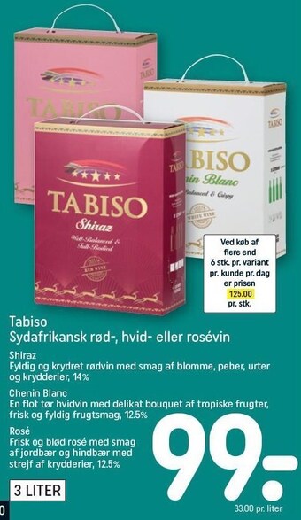 Tabiso sydafrikansk rød-, hvid- eller rosévin