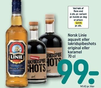 Norsk linie aquavit eller lakridspibeshots original eller karamel