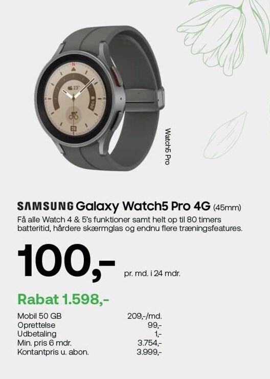 Samsung galaxy watch5 pro 4g tilbud hos YouSee