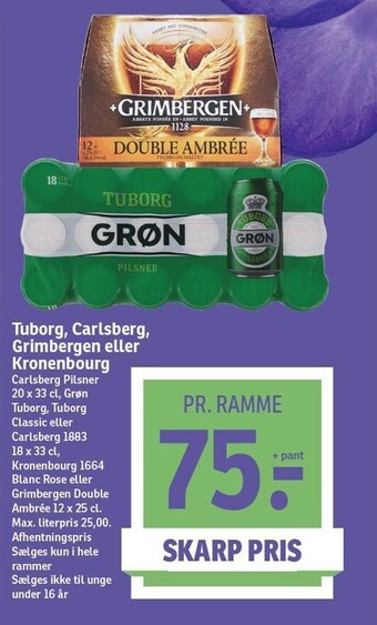SPAR Tuborg, carlsberg, grimbergen eller kronenbourg tilbud