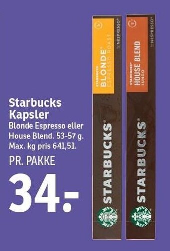 SPAR Starbucks kapsler tilbud