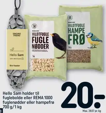 Hello sam holder til fuglebolde eller rema 1000 fuglenødder eller hampefrø