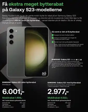 YouSee Samsung galaxy s23 uden el. med bytterabat tilbud