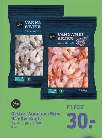 Gestus vannamei rå el. kogte