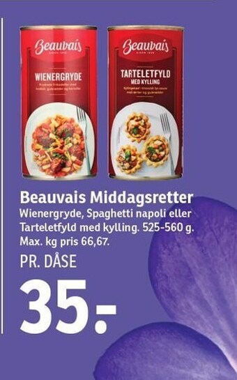 SPAR Beauvais middagsretter tilbud