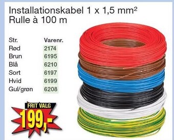 Harald Nyborg Installationskabel 1 x 1,5 mm2 rulle á 100 m tilbud