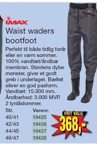 Harald Nyborg Imax waist waders bootfoot tilbud
