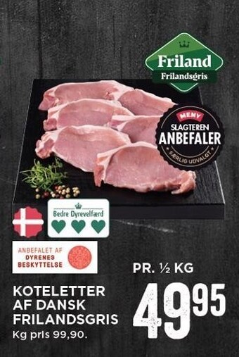 MENY Koteletter af dansk frilandsgris tilbud