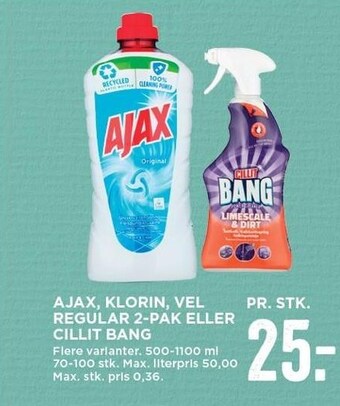 Ajax, klorin, vel regular 2-pak eller cillit bang