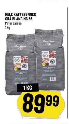 Hele kaffebønner grå blanding 66