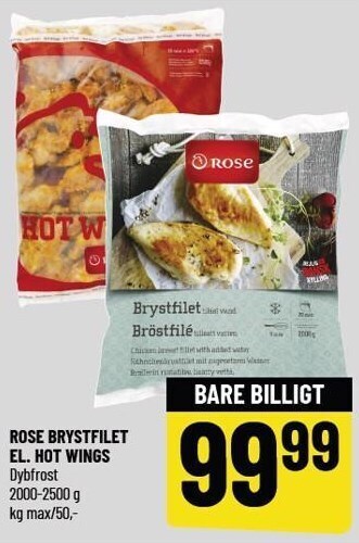 Rose brystfilet el. hot wings