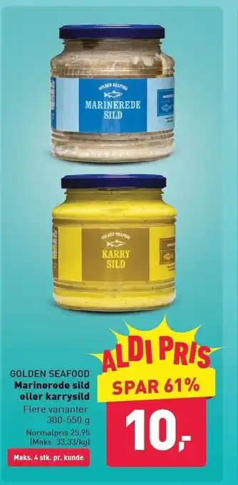 ALDI Golden seafood marinerede sild eller karrysild tilbud