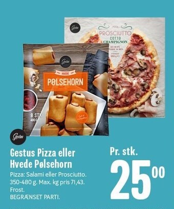 Min Købmand Gestus pizza eller hvede pølsehorn tilbud