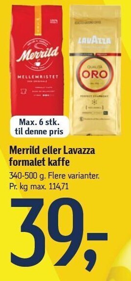Merrild eller lavazza formalet kaffe