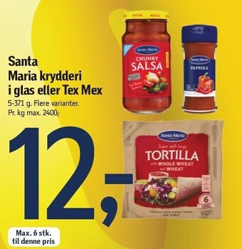 Føtex Santa maria krydderi i glas eller tex mex tilbud
