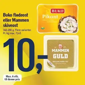 Føtex Buko flødeost eller mammen skiveost tilbud