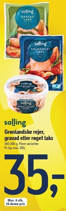 Føtex Salling grønlandske rejer, gravad eller røget laks tilbud