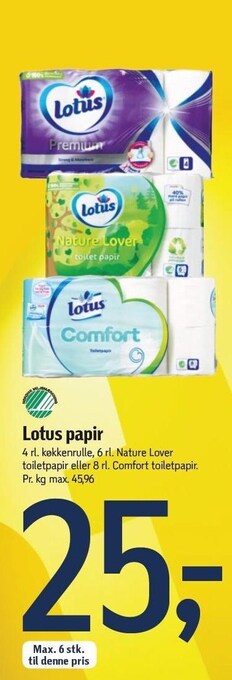 Føtex Lotus papir tilbud
