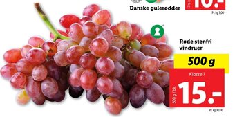 Lidl Røde Stenfri Vindruer tilbud