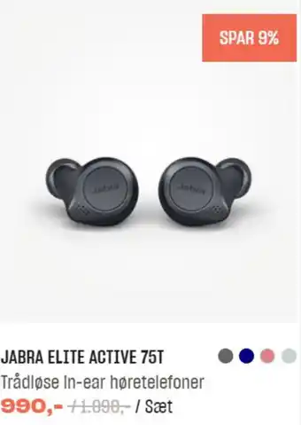 Hi-Fi Klubben Jabra Elite Active 75t Tradløse In-Ear Høretelefoner tilbud